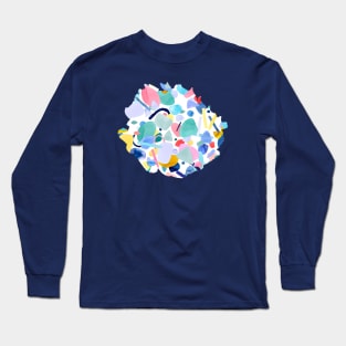 Abstract Organic Geometry Blue Long Sleeve T-Shirt